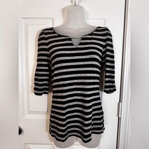 White House Black Market Black and Gray Striped Top